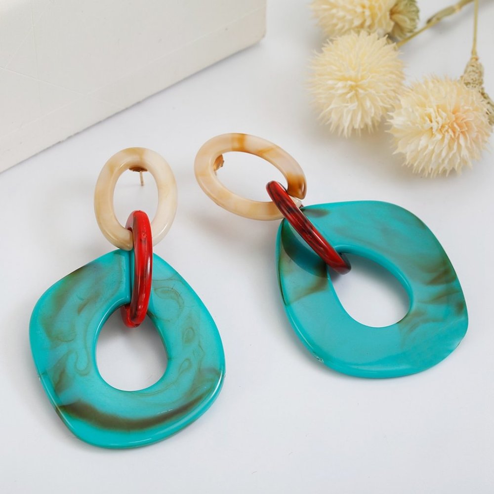 Acrylic Turquoise Fashion Earrings